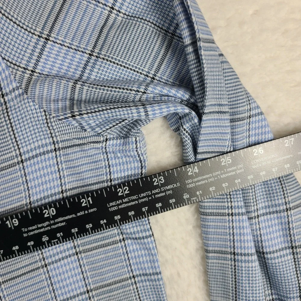 Banana‎ Republic Shirt Mens XL Blue Plaid Slim Fit Wrinkle Resistant Button Up